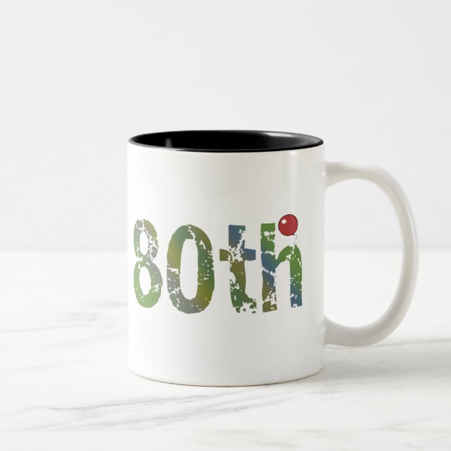 80th Birthday Gifts Two-Tone Coffee Mug (Right)