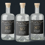 80th birthday Gold black theme confetti thank you  Liquor Bottle Label<br><div class="desc">Celebrate the momentous occasion of an 80th birthday with these customisable liquor bottle labels. Designed with an elegant black and printed gold theme, these labels are perfect for adding a touch of sophistication to your milestone celebration. Personalise the labels with the name of the birthday celebrant and a special greeting...</div>