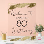 80th Birthday Gold Black Welcome Clear Acrylic Sign<br><div class="desc">Elegant Faux gold foil paint splatters design. All text is adjustable and easy to change for your own party needs. 80th birthday template design. Welcome Sign. Just delete and add your own text.</div>