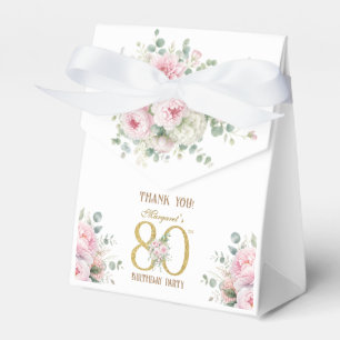 80th Birthday Gold Blush Pink Floral Favour Box