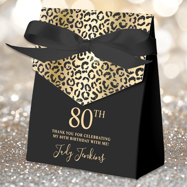 80th Birthday Gold Leopard Print Thank You  Favour Box (Creator Uploaded)