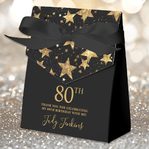 80th Birthday Gold Stars Thank You Favour Box