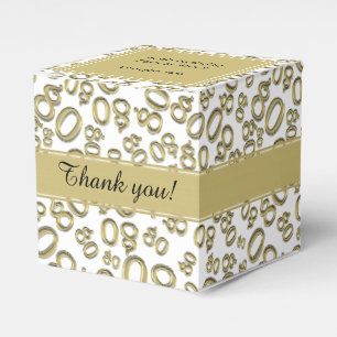 80th Birthday Gold/White Number Pattern Favour Box