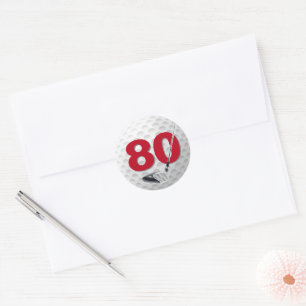 80th Birthday Golf Ball Design Classic Round Sticker