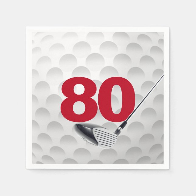 80th Birthday Golf Ball Napkin (Front)