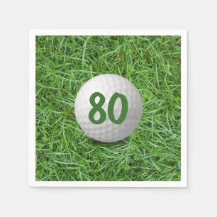 80th Birthday Golf Ball on Grass Napkins