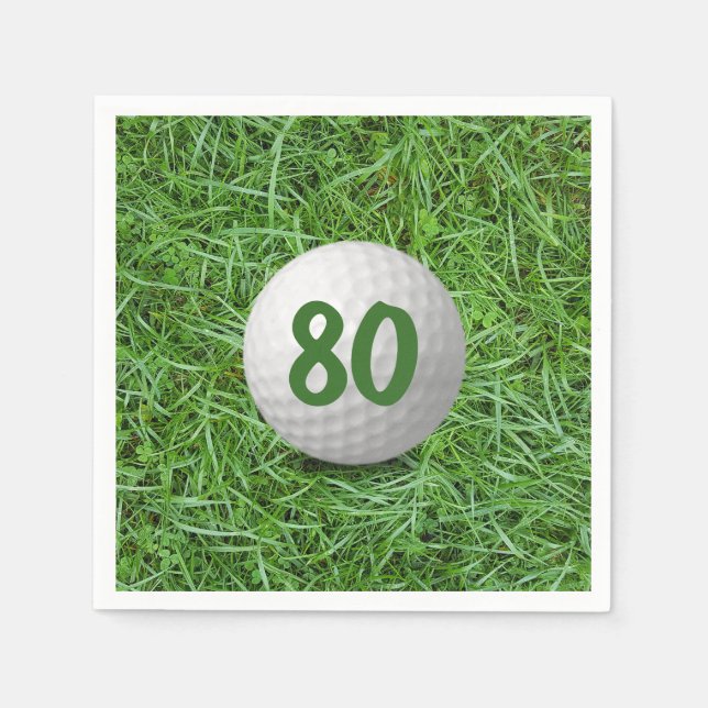 80th Birthday Golf Ball on Grass  Napkins (Front)