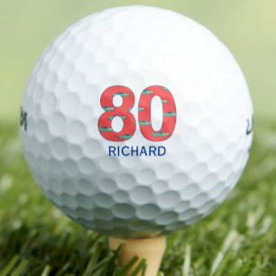 80th birthday golf balls 80 years cars initials