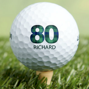 80th birthday golf balls 80 years golf plaid gift