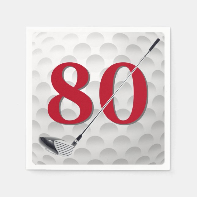 80th Birthday Golf Club Napkins (Front)