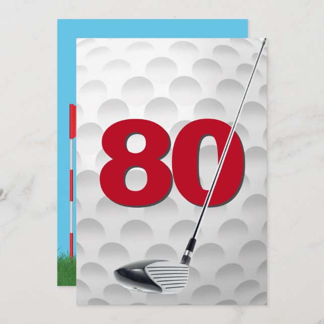 80th Birthday Golf Theme Party Invitation (Front/Back)