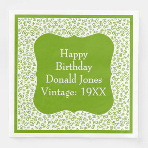 80th Birthday Green/White Bracket Number Pattern Napkin