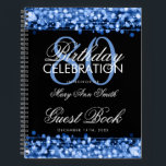 80th Birthday Guestbook Party Sparkles Blue Notebook<br><div class="desc">An elegant and sophisticated 80th (eightieth) Birthday Guest Book template with Party Sparkles Blue design (featuring lights,  string and sparkles) with easy to customise text.</div>