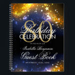 80th Birthday Guestbook Party Sparkles Gold Notebook<br><div class="desc">An elegant and sophisticated 80th (eightieth) Birthday Guest Book template with Party Sparkles Gold design (featuring gold lights,  gold string and gold sparkles) with easy to customise text.</div>