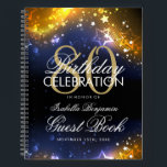 80th Birthday Guestbook Party Sparkles Gold Notebook<br><div class="desc">An elegant and sophisticated 80th (eightieth) Birthday Guest Book template with Party Sparkles Gold design (featuring gold lights,  gold string and gold sparkles) with easy to customise text.</div>