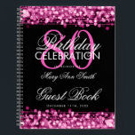 80th Birthday Guestbook Party Sparkles Pink Notebook<br><div class="desc">An elegant and sophisticated 80th (eightieth) Birthday Guest Book template with Party Sparkles Pink design (featuring lights,  string and sparkles) with easy to customise text.</div>