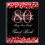 80th Birthday Guestbook Party Sparkles Red Notebook<br><div class="desc">An elegant and sophisticated 80th (eightieth) Birthday Guest Book template with Party Sparkles Red design (featuring lights,  string and sparkles) with easy to customise text.</div>