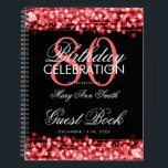 80th Birthday Guestbook Party Sparkles Red Notebook<br><div class="desc">An elegant and sophisticated 80th (eightieth) Birthday Guest Book template with Party Sparkles Red design (featuring lights,  string and sparkles) with easy to customise text.</div>