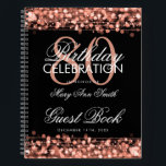 80th Birthday Guestbook Party Sparkles Rose Gold Notebook<br><div class="desc">An elegant and sophisticated 80th (eightieth) Birthday Guest Book template with Party Sparkles Rose Gold design (featuring lights,  string and sparkles) with easy to customise text.</div>