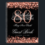 80th Birthday Guestbook Party Sparkles Rose Gold Notebook<br><div class="desc">An elegant and sophisticated 80th (eightieth) Birthday Guest Book template with Party Sparkles Rose Gold design (featuring lights,  string and sparkles) with easy to customise text.</div>