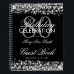 80th Birthday Guestbook Party Sparkles Silver Notebook<br><div class="desc">An elegant and sophisticated 80th (eightieth) Birthday Guest Book template with Party Sparkles Silver design (featuring lights,  string and sparkles) with easy to customise text.</div>