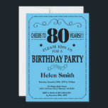 80th Birthday Invitation Black and Blue<br><div class="desc">80th Birthday Invitation Black and Blue Typography. Black and Blue Background. Adult Birthday. Male Men or Women Birthday. Kids Boy or Girl Lady Teen Teenage Bday Invite. 13th 15th 16th 18th 20th 21st 30th 40th 50th 60th 70th 80th 90th 100th. Any Age. For further customisation, please click the "Customise it"...</div>