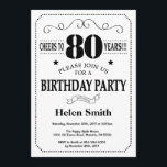 80th Birthday Invitation Black and White<br><div class="desc">80th Birthday Invitation Black and White Typography. Black and White Background. Adult Birthday. Male Men or Women Birthday. Kids Boy or Girl Lady Teen Teenage Bday Invite. 13th 15th 16th 18th 20th 21st 30th 40th 50th 60th 70th 80th 90th 100th. Any Age. For further customisation, please click the "Customise it"...</div>