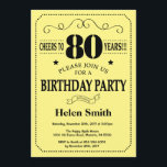 80th Birthday Invitation Black and Yellow<br><div class="desc">80th Birthday Invitation Black and Yellow Typography. Black and Yellow Background. Adult Birthday. Male Men or Women Birthday. Kids Boy or Girl Lady Teen Teenage Bday Invite. 13th 15th 16th 18th 20th 21st 30th 40th 50th 60th 70th 80th 90th 100th. Any Age. For further customisation, please click the "Customise it"...</div>