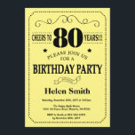 80th Birthday Invitation Black and Yellow<br><div class="desc">80th Birthday Invitation Black and Yellow Typography. Black and Yellow Background. Adult Birthday. Male Men or Women Birthday. Kids Boy or Girl Lady Teen Teenage Bday Invite. 13th 15th 16th 18th 20th 21st 30th 40th 50th 60th 70th 80th 90th 100th. Any Age. For further customisation, please click the "Customise it"...</div>