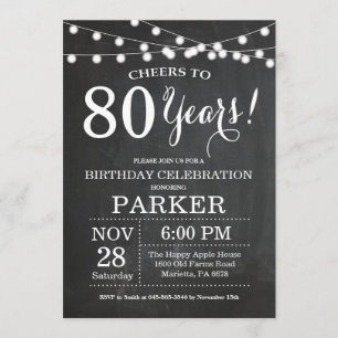 80th Birthday Invitation Chalkboard