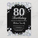 80th Birthday Invitation Chalkboard Silver Diamond<br><div class="desc">80th Birthday Invitation. Silver Rhinestone Diamond Chalkboard Background. Elegant Birthday Bash invite. Black and White. Adult Birthday. Women Birthday. Men Birthday. For further customisation,  please click the "Customise it" button and use our design tool to modify this template.</div>