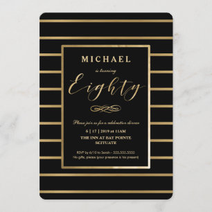 80th Birthday Invitation - Gold, Elegant Masculine