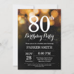 80th Birthday Invitation Gold Glitter<br><div class="desc">80th Birthday Invitation with Gold String Lights with Gold Glitter Background. Gold Birthday. Adult Birthday. Men or Women Bday Invite. 13th 15th 16th 18th 20th 21st 30th 40th 50th 60th 70th 80th 90th 100th, Any age. For further customisation, please click the "Customise it" button and use our design tool to...</div>