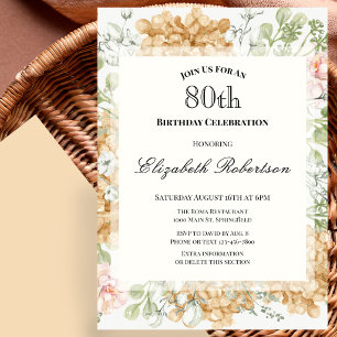 80th Birthday Invitation in Elegant Autumn Colours