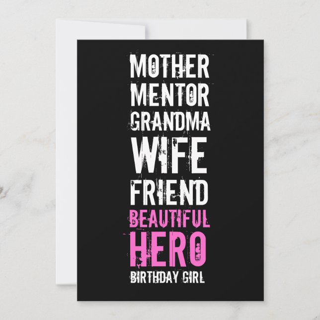 80th Birthday Invitation - Mum Beautiful Hero (Front)