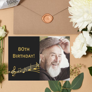 80th birthday invitation photo black for guys
