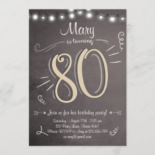 80th Birthday Invitation Vintage Eighty Birthday