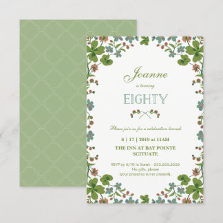 80th Birthday Invitation, Vintage Floral (Small) Invitation