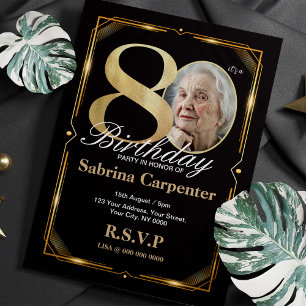 80th Birthday Invitation with photo