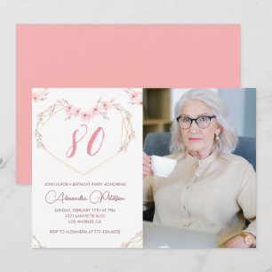 80th birthday invitations Boho Floral Photo