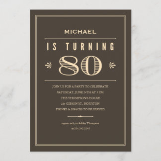 80th Birthday Invitations for Men