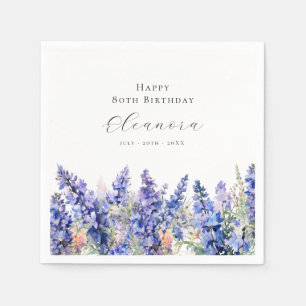 80th Birthday July Birth Flower Larkspur Custom Napkin