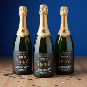 80th Birthday Legend Add Your Name 1946 Vintage Sparkling Wine Label