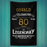80th Birthday Legendary Black Gold Retro Banner<br><div class="desc">A personalised classic party banner for that special birthday turning 80. Add the name to this vintage retro style black, white and gold design for a custom 80th birthday gift. Easily edit the name and year with the template provided. A wonderful custom black birthday gift. More gifts and party supplies...</div>