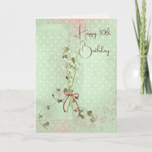 80th Birthday Lily of the Valley Bouquet Card