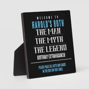 80th Birthday Man Myth Legend Table Sign Plaque