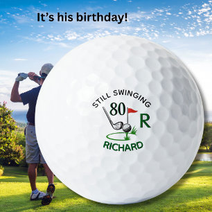 80th Birthday Men's Monogram Name Golf Balls