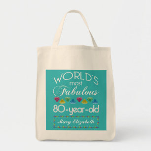 80th Birthday Most Fabulous Colourful Gem Tote Bag