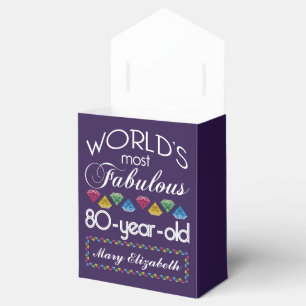 80th Birthday Most Fabulous Colourful Gems Purple Favour Box