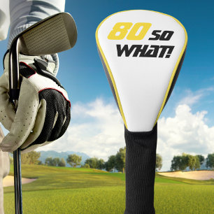 80th Birthday Motivational Modern Yellow Black Golf Head Cover